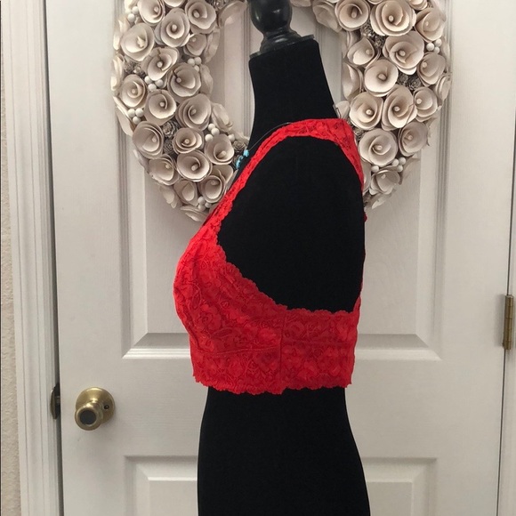 L&B Flower lace detail bralette lace back - Red - Picture 3 of 8